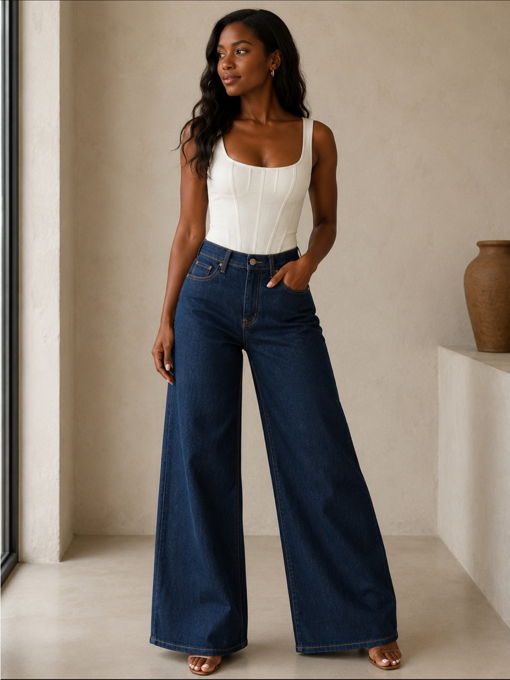 Levi's Wide-Leg 728 High Rise Jeans in Deep Blue Indigo 32X32 NWOT